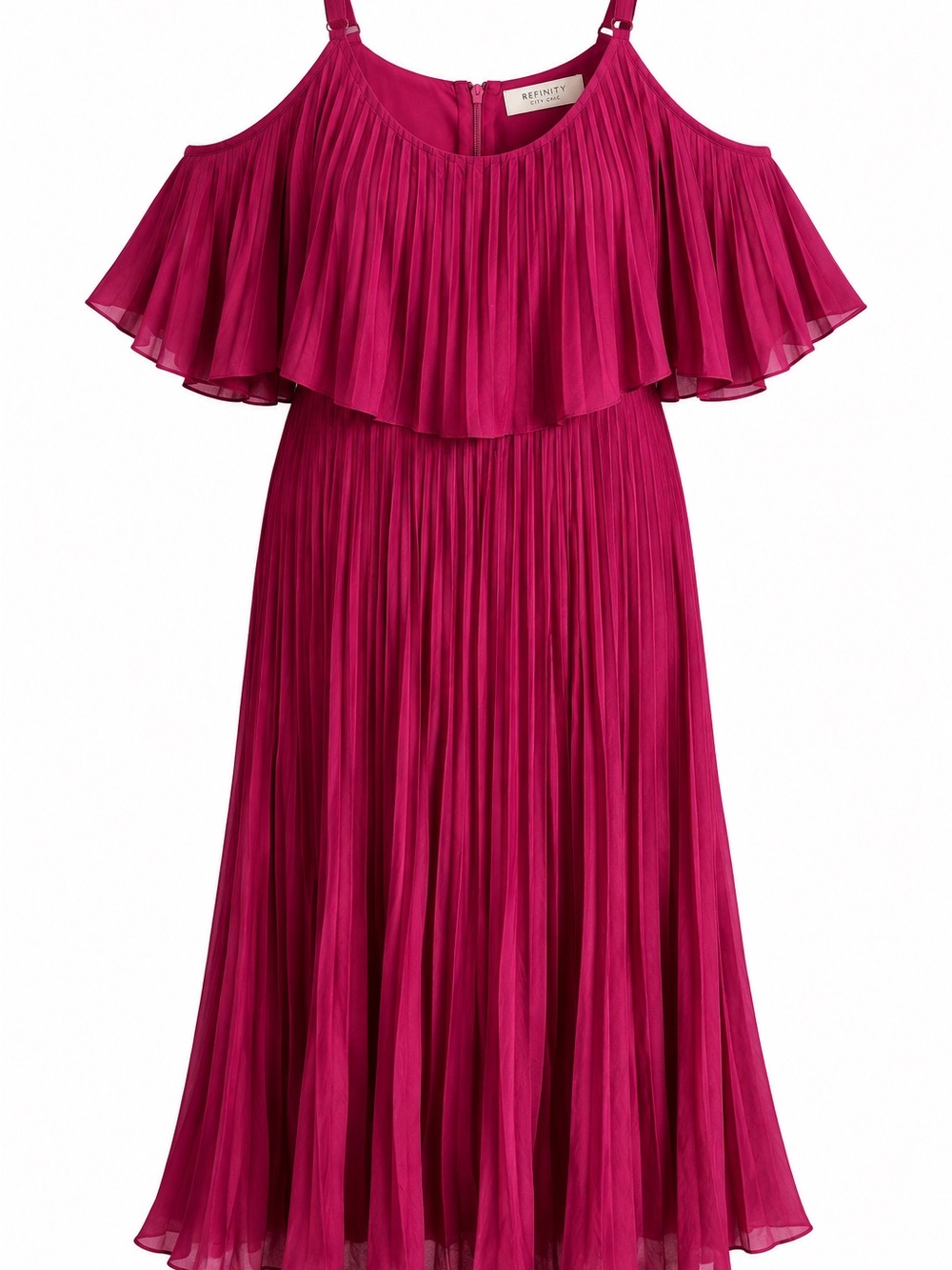 NWT - Refinity City Chic Fuchsia Pleated One-Shoulder Midi Dress